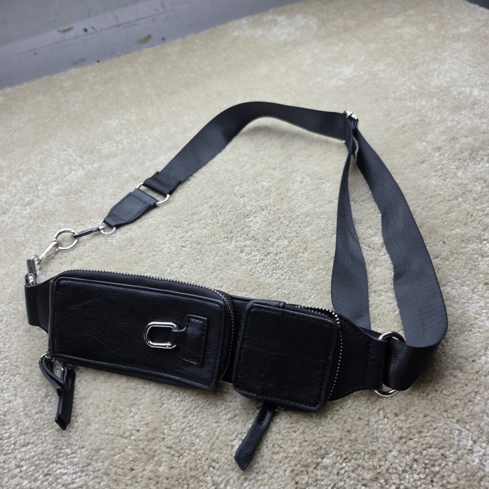 Save the Girls Black Vegan Leather Utility Sling Crossbody Bag Chest Rig Wallet